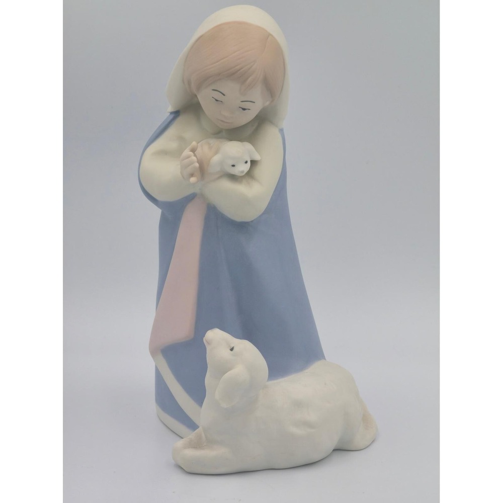 Vtg Rex Valencia Spain Bisque Porcelain Figurine Girl with Lambs 170 Hummelwerk